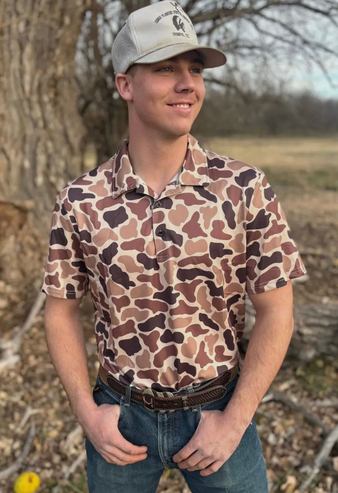 Mens Camo Polo Shirt