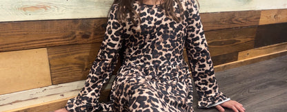 Girls Long Sleeve Leopard Dress