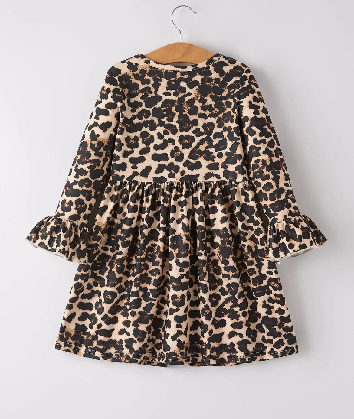 Girls Long Sleeve Leopard Dress