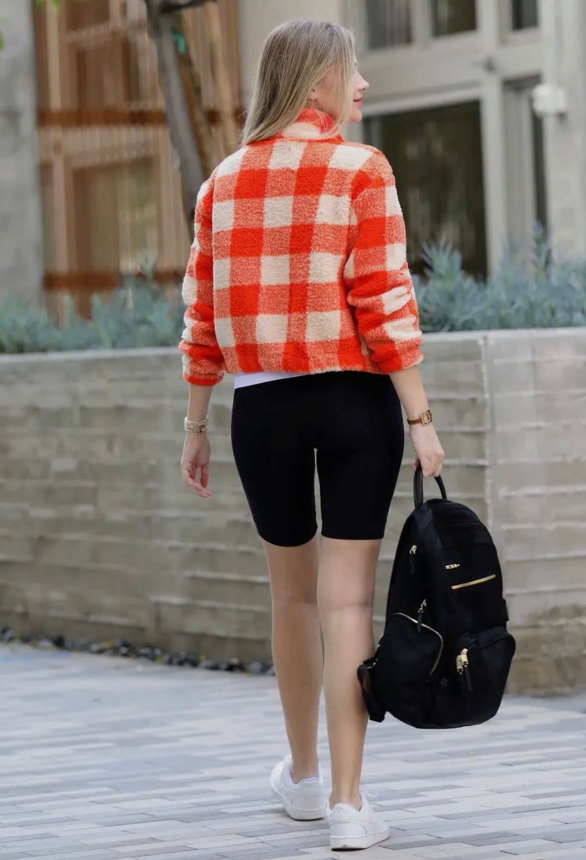 Orange Fur Jacket with pockets (zips up)