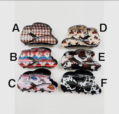 Western Cowgirl Hat Hair Claw Clip