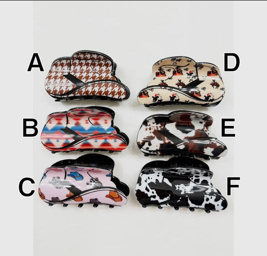 Western Cowgirl Hat Hair Claw Clip