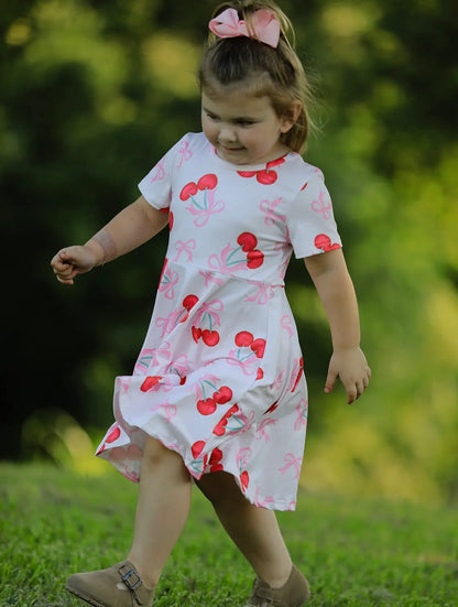 Cherries & Bows Girls Dress