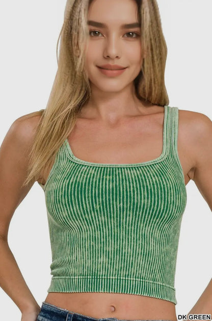 Premium Washed Ribbed Seamless 2-Way Tank
