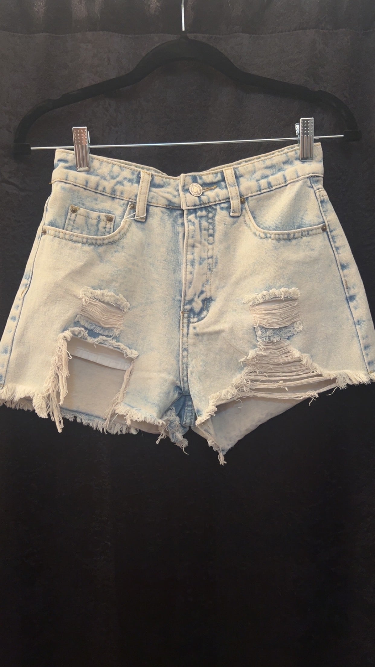 High Rise Shorts with Frayed Hem