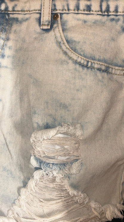 High Rise Shorts with Frayed Hem