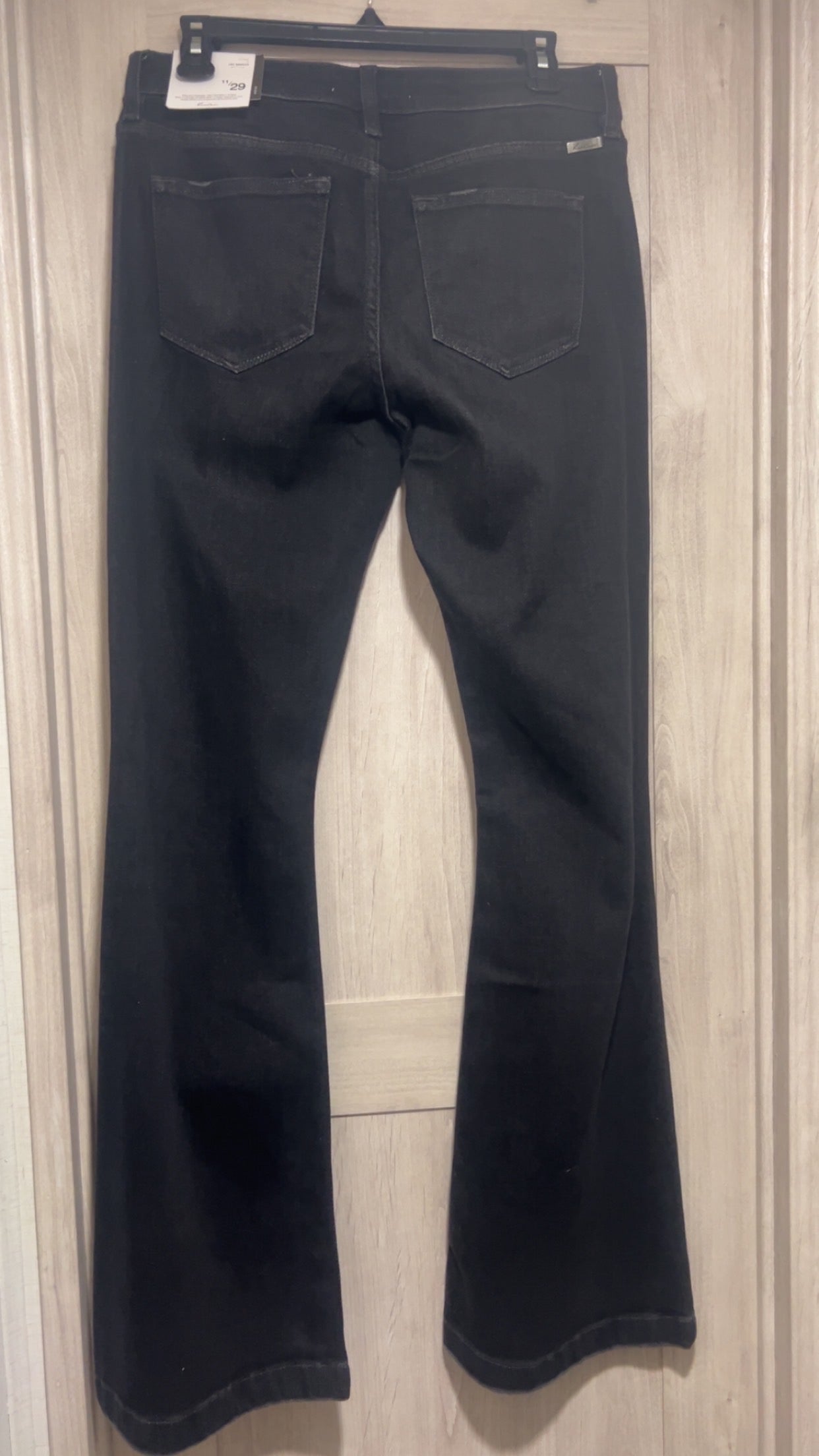 Black Kancan Mid rise ripped Bell Bottom Jeans