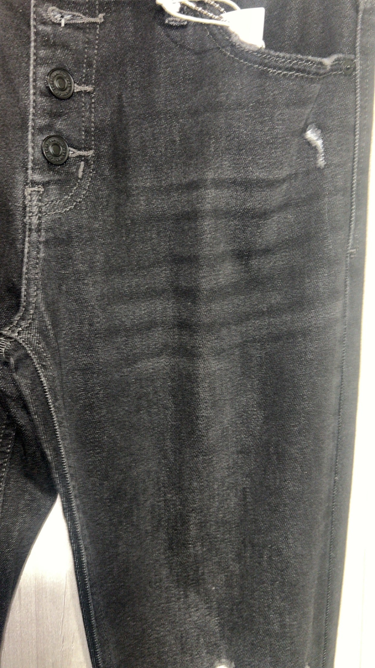 Black Kancan Mid rise ripped Bell Bottom Jeans