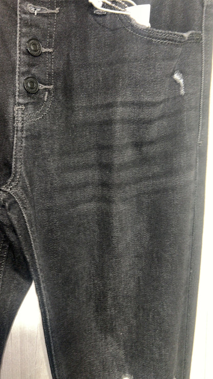 Black Kancan Mid rise ripped Bell Bottom Jeans