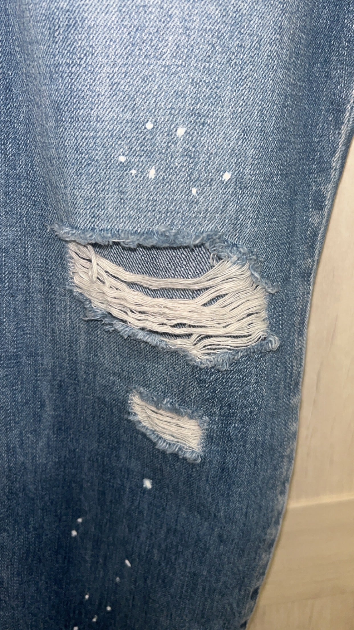 High Waisted (mom) relaxed thigh/taperd leg “paint splatter”