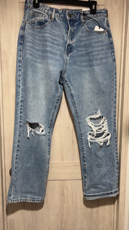 High rise straight jeans with holes