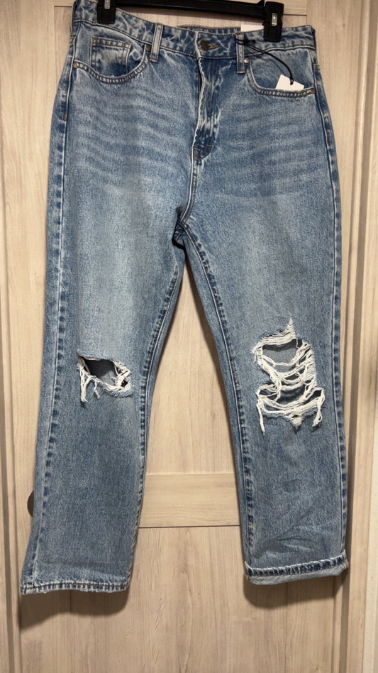 High rise straight jeans with holes