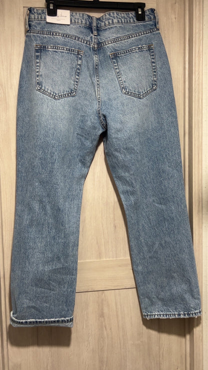 High rise straight jeans with holes