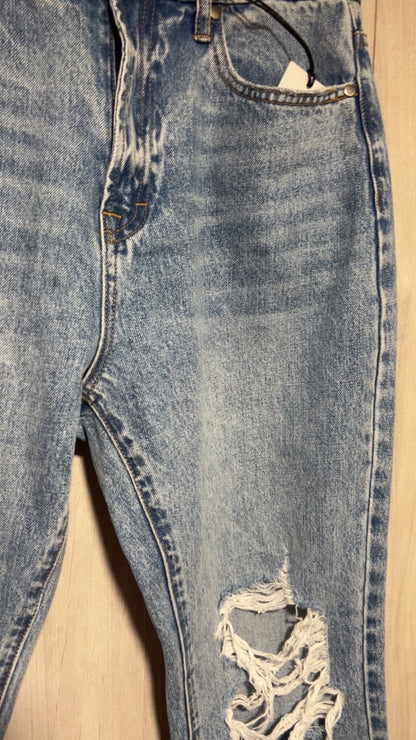 High rise straight jeans with holes