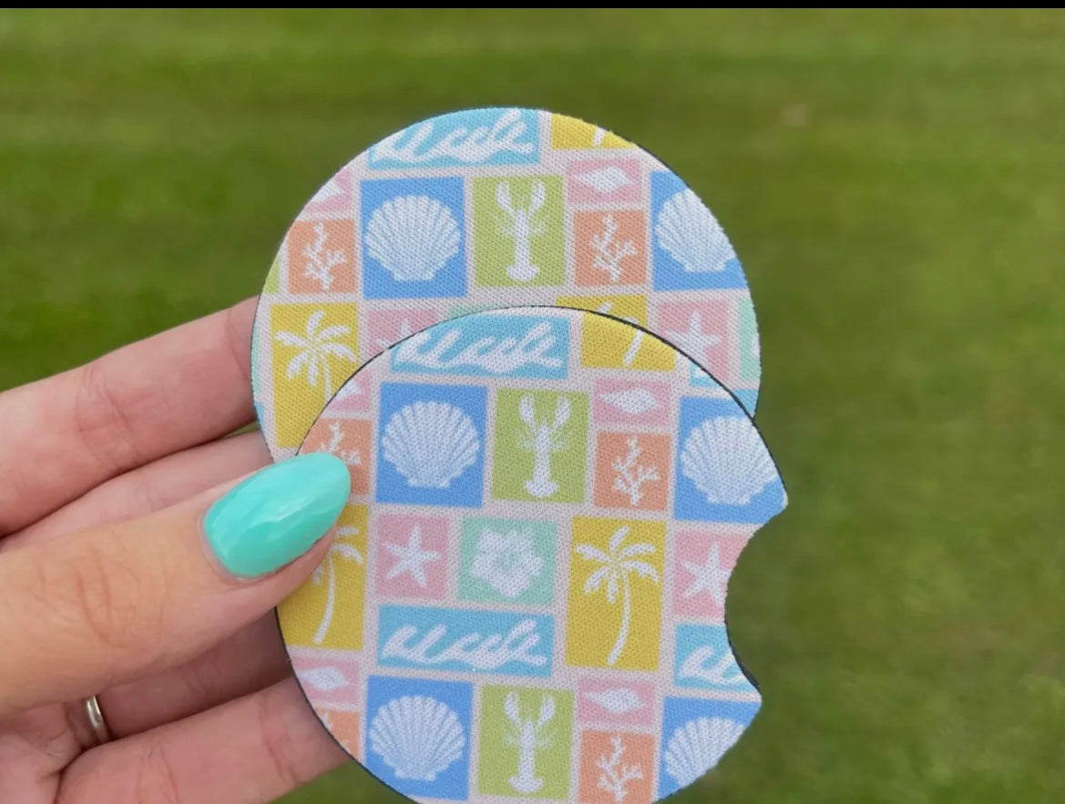 Beach Tile Car Coaster Set