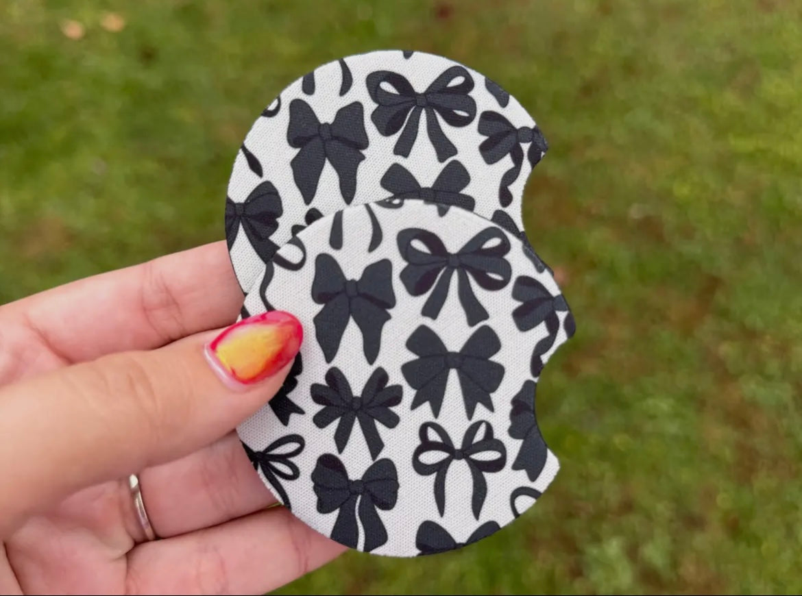 Black Bow Car Coaster Set