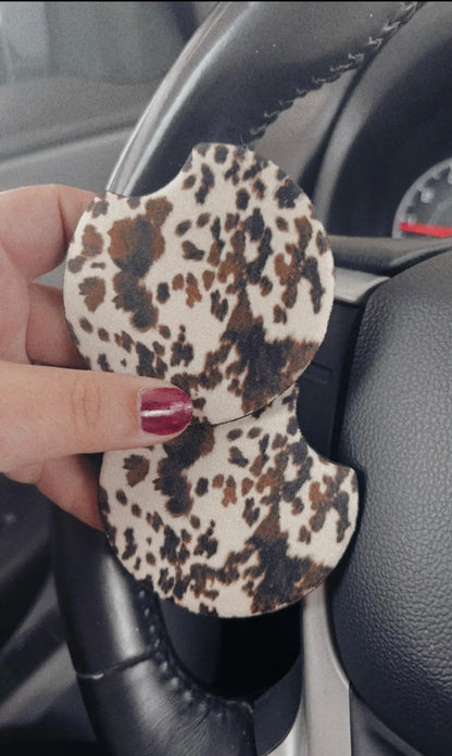 Cow Print Car Coaster Sets