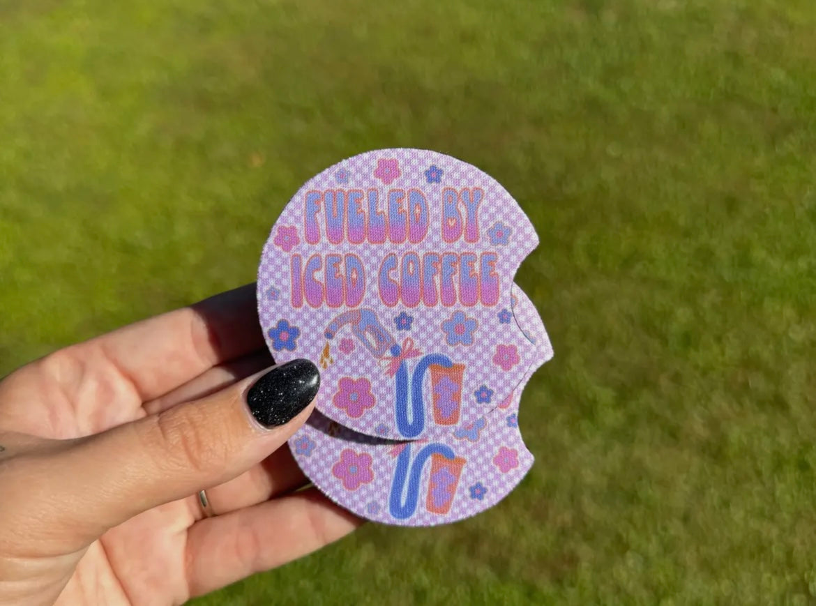 Fueled By Iced Coffee Car Coaster Set