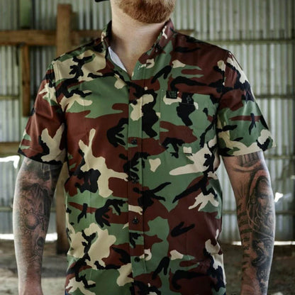 Camo Short Sleeve Button Up