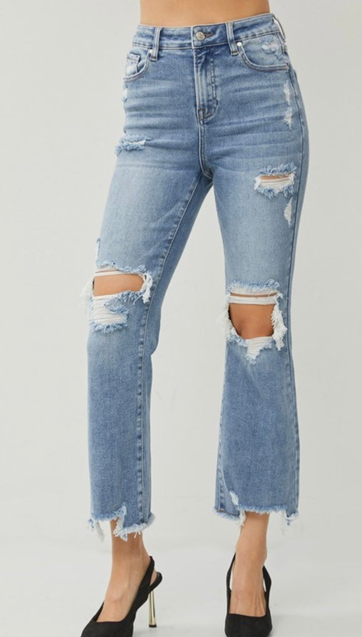 High Rise Ankle Flare Jeans