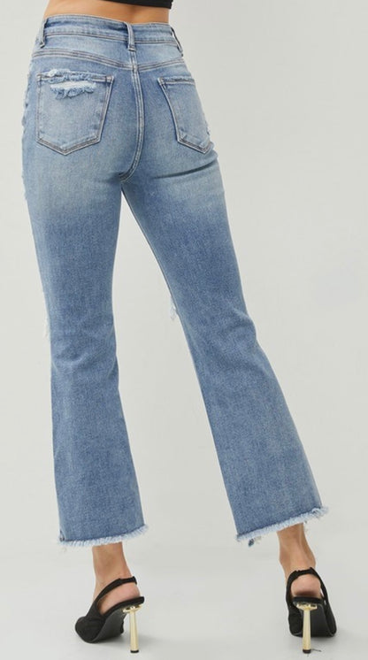 High Rise Ankle Flare Jeans