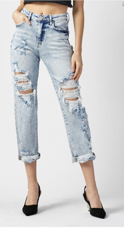 High Rise Crop Boyfriend Jeans