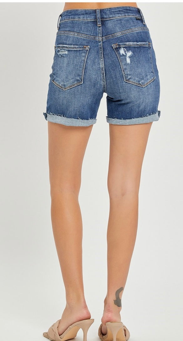 Plus Size High Rise Loose Tapered Jeans Shorts