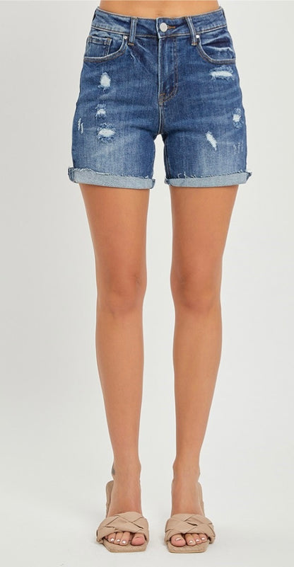 Plus Size High Rise Loose Tapered Jeans Shorts
