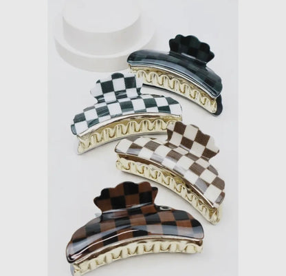 Checked Printed Hair Clip