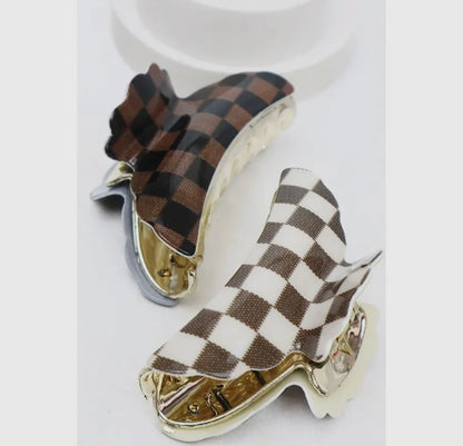 Checked Printed Hair Clip
